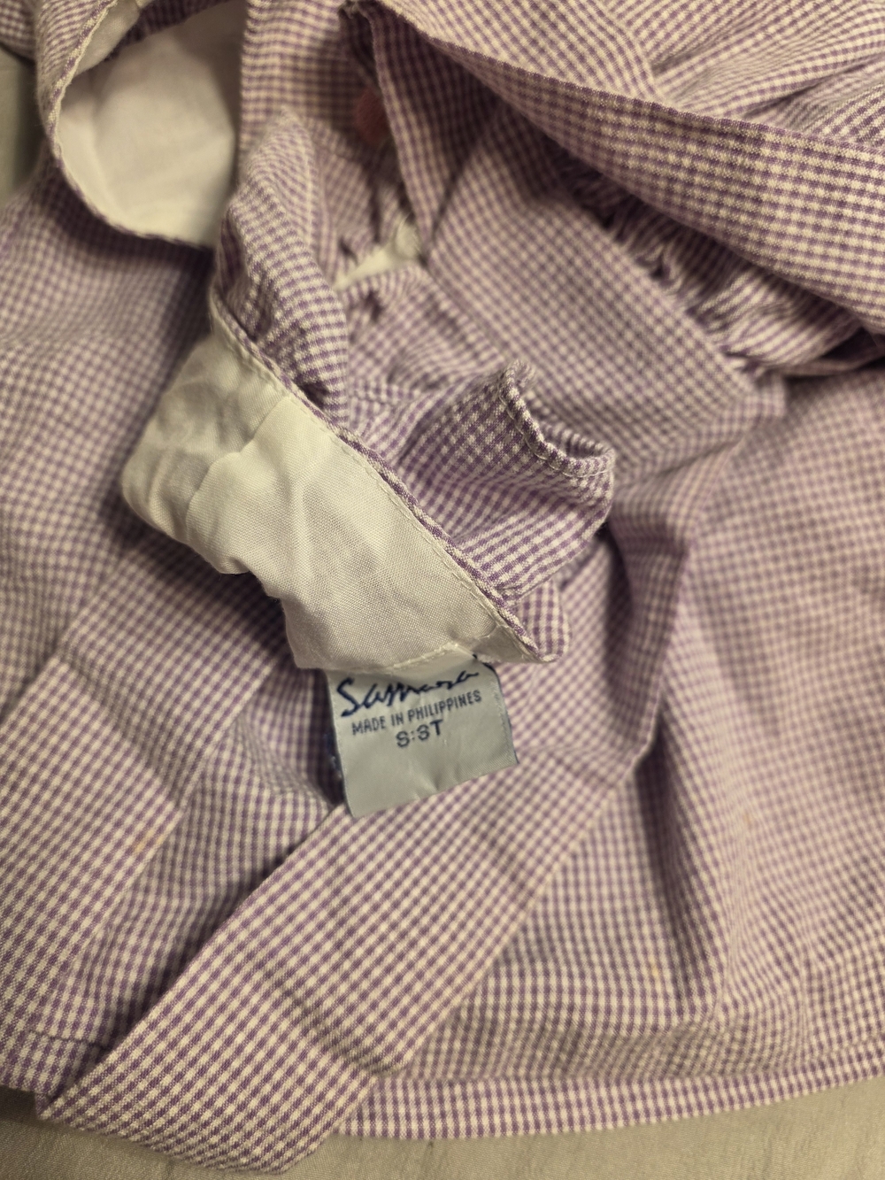 Kids Vintage Lavender Gingham Embroidered Dress - Picture 3 of 3